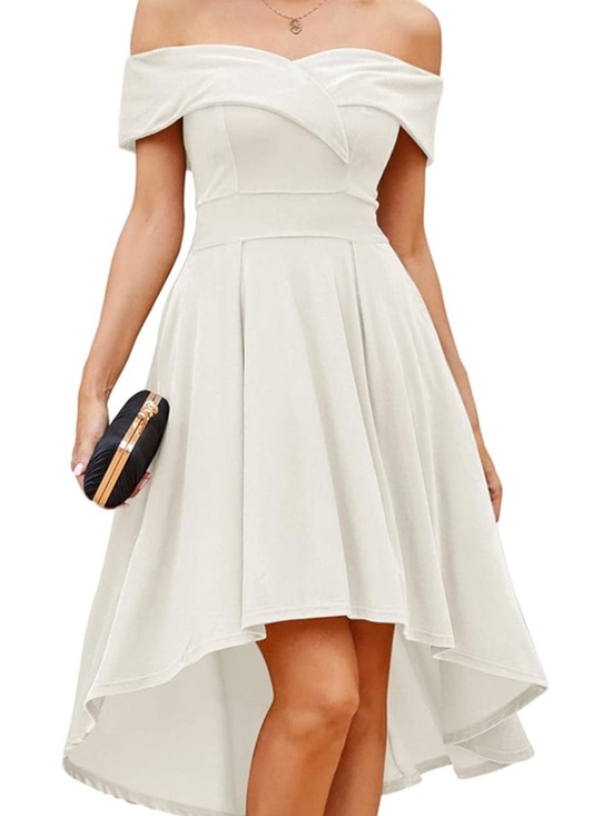 Dresses & Skirts - Off-Shoulder High-Low White Dress